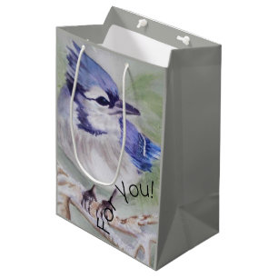 Mooie blauwe vogel medium cadeauzakje