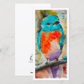 Mooie Blauwe Vogel Plat Kerstkaart (Voorkant / Achterkant)