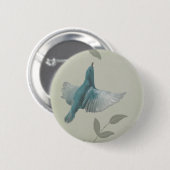 Mooie blauwe vogel ronde button 5,7 cm (Voorkant /achterkant)