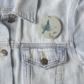 Mooie blauwe vogel ronde button 5,7 cm (In situ)