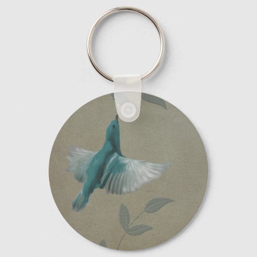 Mooie blauwe vogel sleutelhanger (Voorkant)