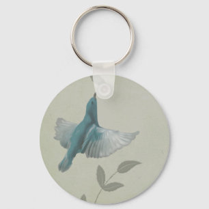 Mooie blauwe vogel sleutelhanger