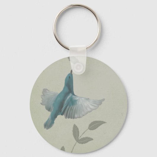 Mooie blauwe vogel sleutelhanger (Voorkant)