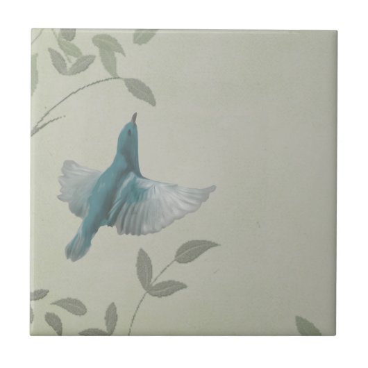 Mooie blauwe vogel tegeltje (Voorkant)