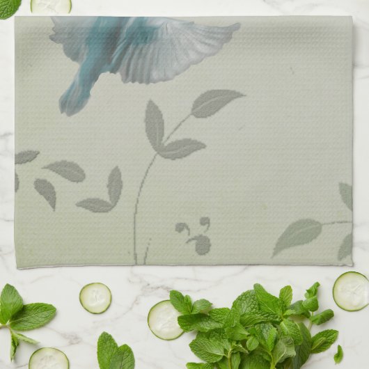 Mooie blauwe vogel theedoek (Gevouwen)