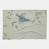 Mooie blauwe vogel theedoek (Horizontaal)