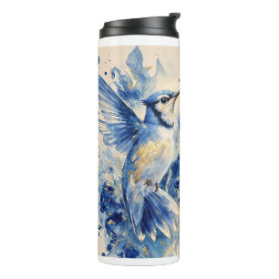 Mooie blauwe vogel thermosbeker