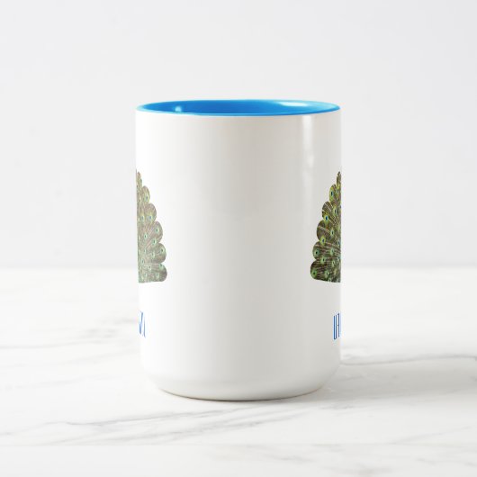 Mooie blauwe vogelpacock tweekleurige koffiemok (Center)