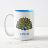 Mooie blauwe vogelpacock tweekleurige koffiemok (Links)