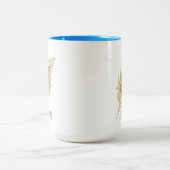 Mooie blauwe vogelpeacock-doether tweekleurige koffiemok (Center)