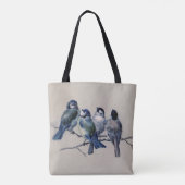 Mooie blauwe vogels, aangepaste aangepaste naam tote bag (Achterkant)