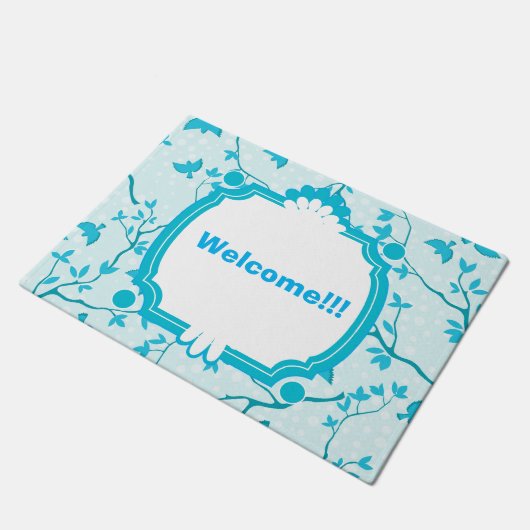 Mooie blauwe vogels Welkom Deurmat (Schuin)
