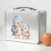 Mooie Blauwe Vogels Zilveren Lunchbox (In situ)