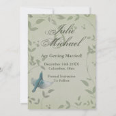 Mooie blauwe vogelweddenschap bespaart de datum kaart (Achterkant)