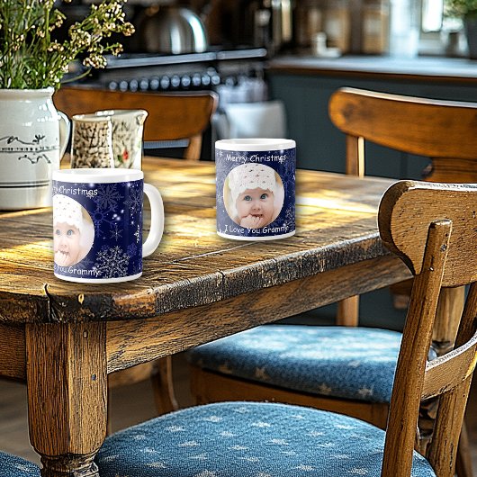 Mooie Blauwe, Vrolijk Kerstfeest, Sneeuwvlokken, F Grote Koffiekop