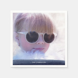 Mooie blauwe vrolijke kerst papier servetten