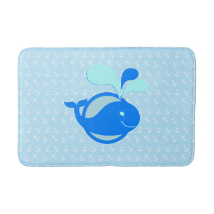 Mooie Blauwe Walvis Anker Patroon Badmat