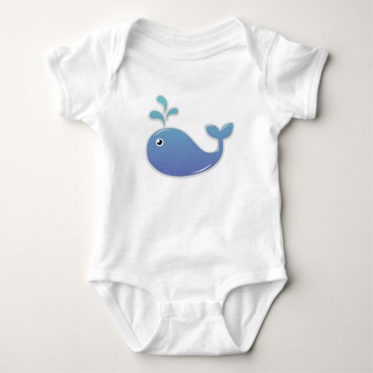Mooie blauwe walvis baby romper (Voorkant)