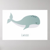 Mooie Blauwe Walvis met Gepersonaliseerde Naam Kle Poster (Voorkant)
