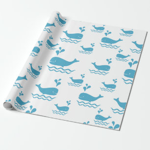 Mooie Blauwe Walvis Naadloos Oceaanpatroon (1) Cadeaupapier