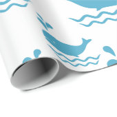 Mooie Blauwe Walvis Naadloos Oceaanpatroon (1) Cadeaupapier (Rol Hoek)