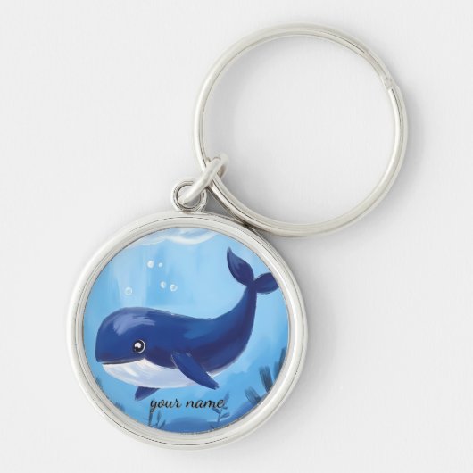 Mooie Blauwe Walvis Sleutelhanger (Voorkant)
