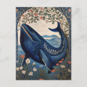 Mooie blauwe walvis William Morris geïnspireerd Briefkaart (Voorkant)