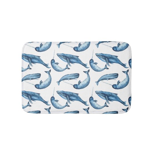 Mooie blauwe walvissen en Narwhals | Bath Mat (Voorkant)