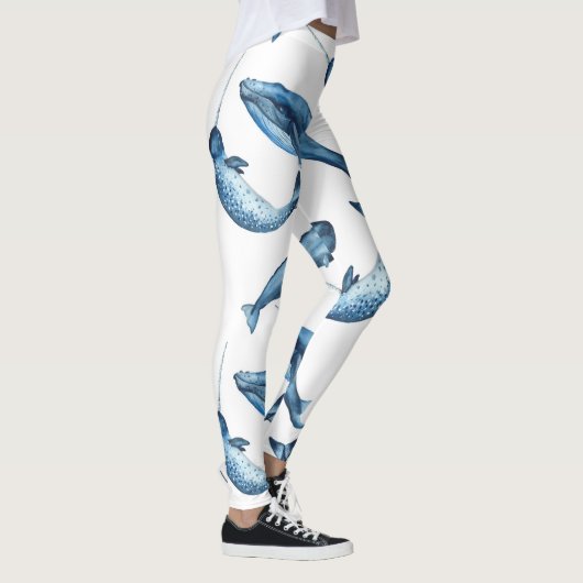 Mooie blauwe walvissen en Narwhals | Leggings (Rechts)