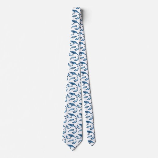 Mooie blauwe walvissen en Narwhals | Necktie Stropdas (Voorkant)