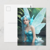 Mooie Blauwe Waterfee Briefkaart (Voorkant / Achterkant)