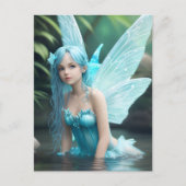 Mooie Blauwe Waterfee Briefkaart (Voorkant)