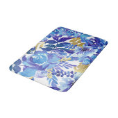 Mooie Blauwe Waterverf Bloemen Badmat (Gekanteld)