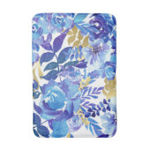 Mooie Blauwe Waterverf Bloemen Badmat (Voorkant Verticaal)