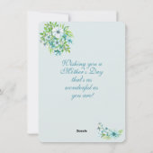 Mooie blauwe Waterverf bloemen - Moederdag Feestdagenkaart (Achterkant)