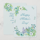 Mooie blauwe Waterverf bloemen - Moederdag Feestdagenkaart (Voorkant / Achterkant)