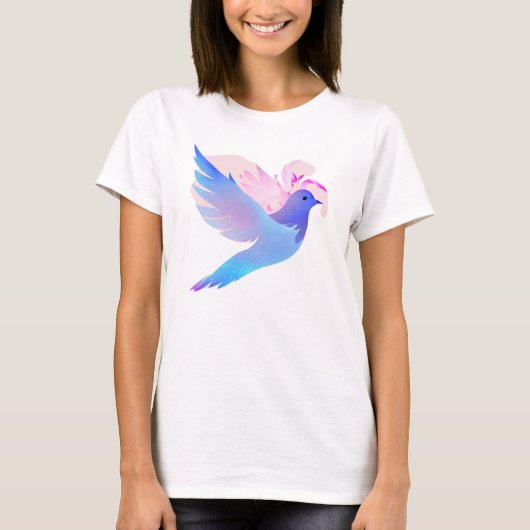 Mooie blauwe Waterverf dove T-shirt (Voorkant)