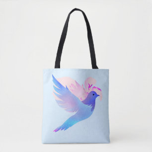 Mooie blauwe Waterverf dove Tote Bag