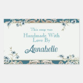 Mooie blauwe Waterverf Floral Handmade Soap Rechthoekige Sticker (Voorkant)