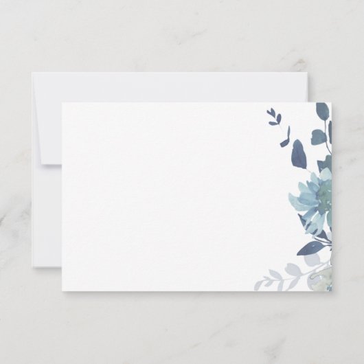 Mooie blauwe Waterverf Floral Wedding RSVP Kaartje (Achterkant)