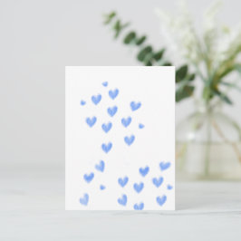 Mooie Blauwe Waterverf Harten Briefkaart