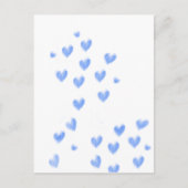 Mooie Blauwe Waterverf Harten Briefkaart (Voorkant)