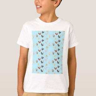 Mooie blauwe waterverf kippen kunstpatroon t-shirt