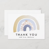Mooie Blauwe Waterverf Regenboog Bedankkaart (Voorkant / Achterkant)