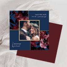 Mooie blauwe Waterverf Rood Floral Foto bruiloft