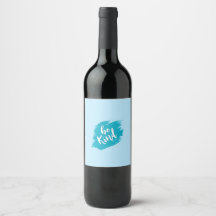 Mooie blauwe wijnfles label