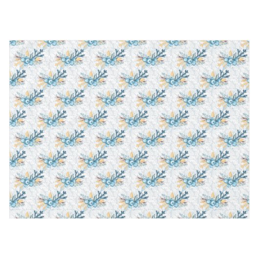 Mooie blauwe winterbessen grijs filigraan tafelkleed (Voorkant (Horizontaal))