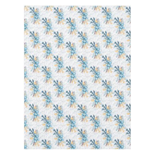 Mooie blauwe winterbessen grijs filigraan tafelkleed (Voorkant)