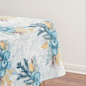 Mooie blauwe winterbessen grijs filigraan tafelkleed (Voorbeeld)