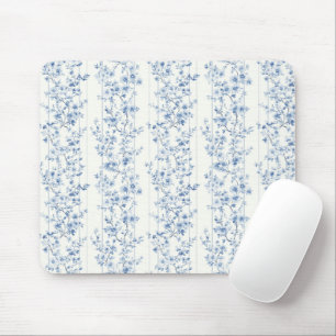 Mooie Blauwe Witte Bloem Strepen Muismat